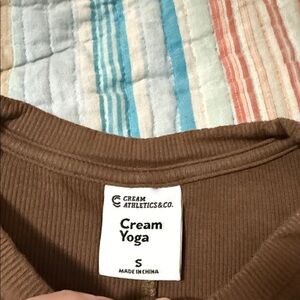Cream Athletics Yoga Brown Top